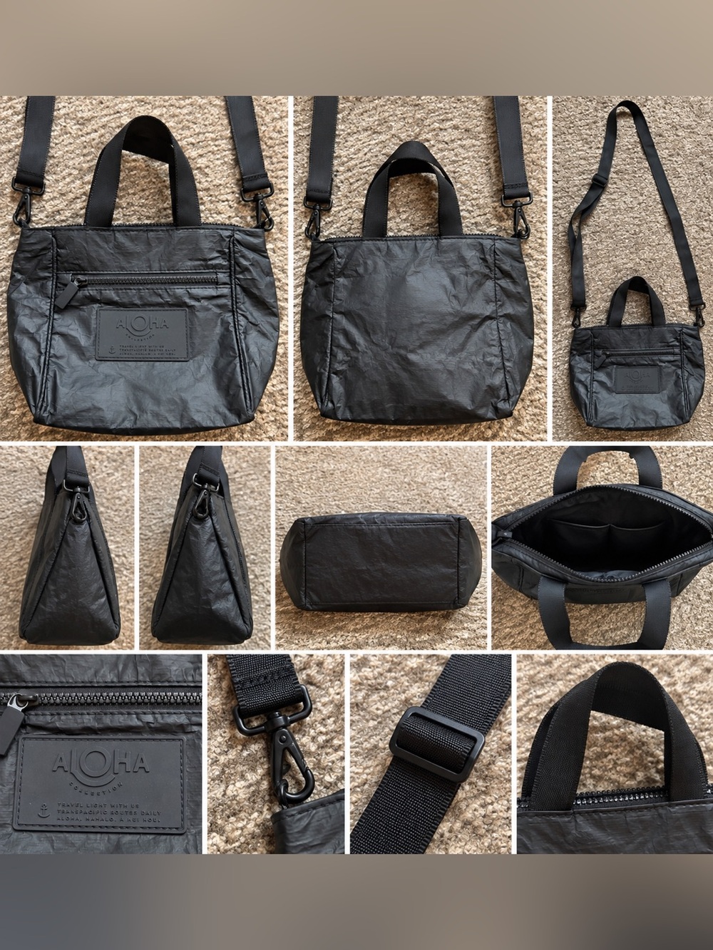 ALOHA Collection Mini Crossbody Tote - Matte Black Splash-Proof